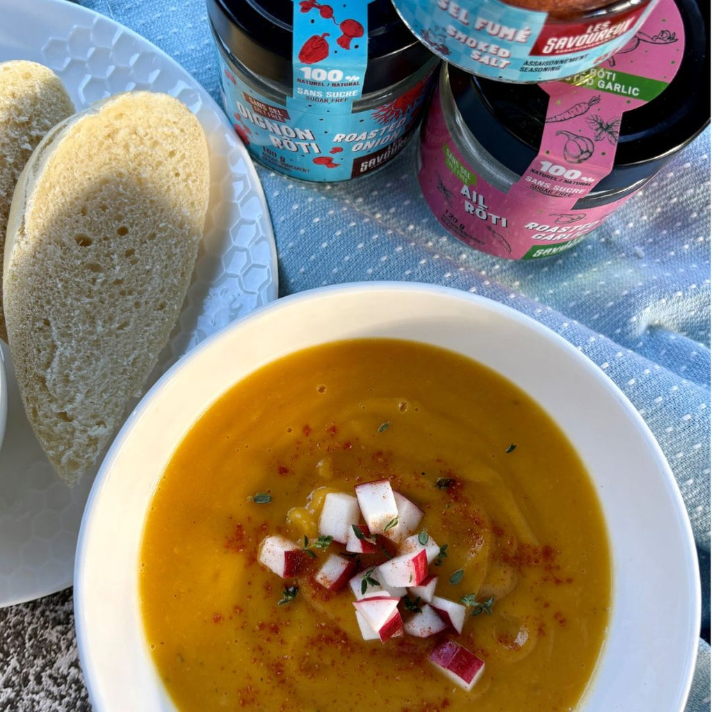 Potage à la courge butternut et pommes - Les Savoureux