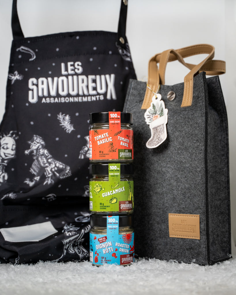 SAC CADEAU 3 POTS AU CHOIX + TABLIER LES SAVOUREUX