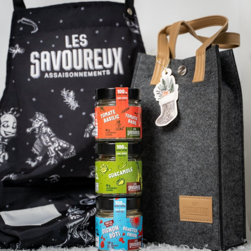 SAC CADEAU - 3 POTS AU CHOIX ET TABLIER LES SAVOUREUX - Les Savoureux