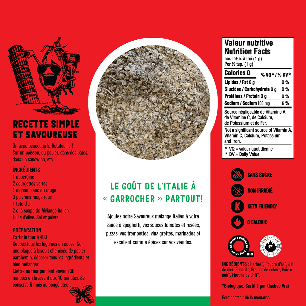 Assaisonnement Italien - Épices biologiques 45g - Les Savoureux